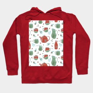 Pattern with ceramic kitchenware and plants Hoodie